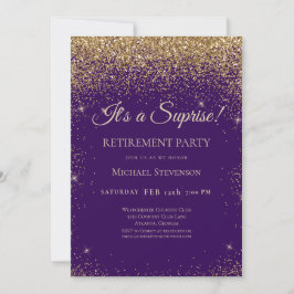 Elegant Lila Guld Surprise Pension Party Inbjudningar