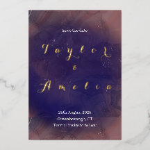 Elegant Lila Guldfauna Bröllop spara datum