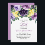 Elegant Lila Gult Blommigt 21:a födelsedag Inbjudningar<br><div class="desc">Elegantens botaniska 21:a födelsedag inbjudan till kvinnor med söt lila och gult vattenfärgade blommor och gröna blommor. Personlig med din egen text.</div>