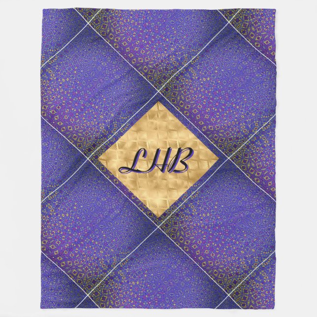 Elegant Lila Gult Trellis Mönster Fleecefilt (Framsidan)