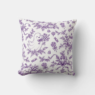 Elegant lila Halloween Toile-mönster Söta spöken Kudde