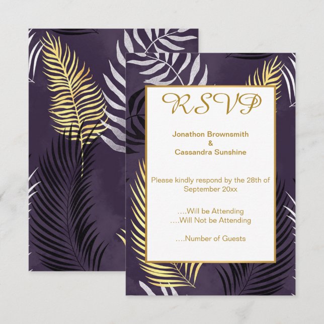 ELEGANT LILA HAWAIISK BLOMSTÄMMA RSVP INBJUDNINGAR (Fram/baksida)