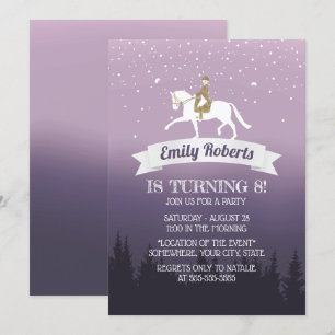 Elegant Lila Horse Birthday Inbjudningar