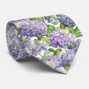 Elegant Lila Hydrangea Blommönster Bröllop Slips