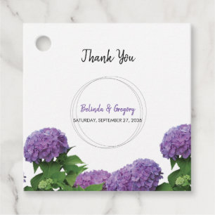 Elegant Lila Hydrangea Bröllop Gift Gåvor Etiketter