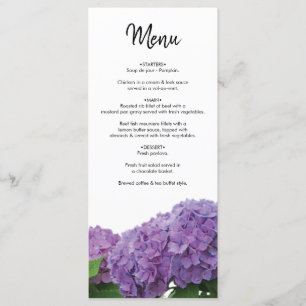 Elegant Lila Hydrangea Bröllop Meny