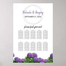 Elegant Lila Hydrangea Bröllop Sittdiagram för  Poster