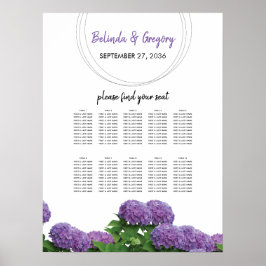 Elegant Lila Hydrangea Bröllop Sittdiagram för  Poster