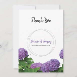 Elegant Lila Hydrangea Bröllop Tack, ditt kort
