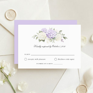 Elegant lila Hydrangea bröllops-svarskort Inbjudningar