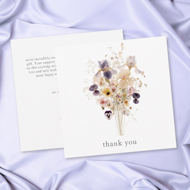Elegant lila iris akvarell trädgård bröllop tack kort (Elegant Purple Iris Watercolor Garden Wedding Thank You Card)