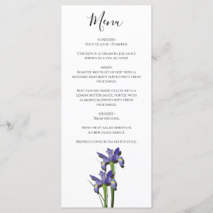 Elegant Lila Iris Bröllop Meny