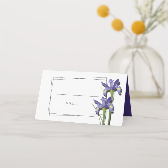 Elegant Lila Iris Bröllop Place Card Placeringskort (Framsida)