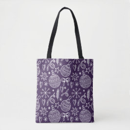 Elegant Lila jul Tote Bag - Festive Tygkasse