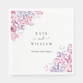 Elegant Lila Land Wildblommor Watercolor Pappersservett