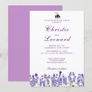 Elegant Lila Lavander Flowers Bröllop Inbjudningar