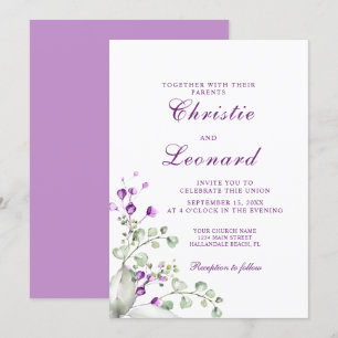 Elegant Lila Lavander Flowers Bröllop Inbjudningar