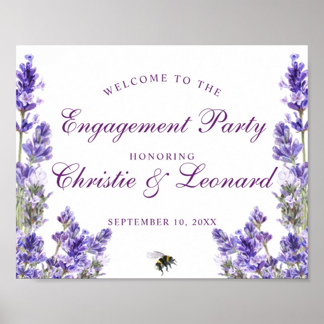Elegant Lila Lavander Flowers Förlovning Poster (Framsidan)