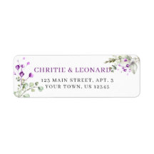 Elegant Lila Lavander Flowers Modern Label