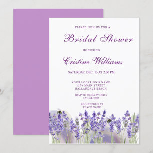 Elegant Lila Lavander Flowers Möhippa Inbjudningar