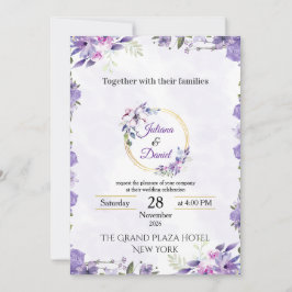 Elegant lila lavendel blommande bröllop inbjudningar