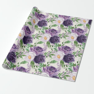 Elegant lila lavendel blomster grönska botanisk presentpapper