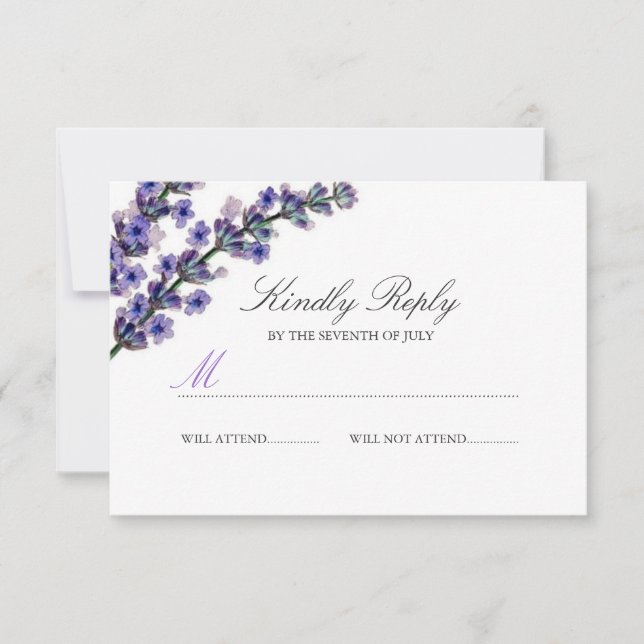 Elegant Lila Lavendel Bröllop RSVP OSA Kort (Framsida)