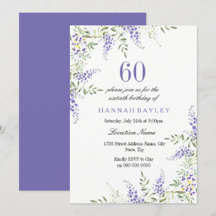 Elegant Lila Lavender 60:e födelsedag Inbjudan
