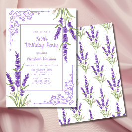 Elegant Lila Lavender Antique Ram Birthday Inbjudningar