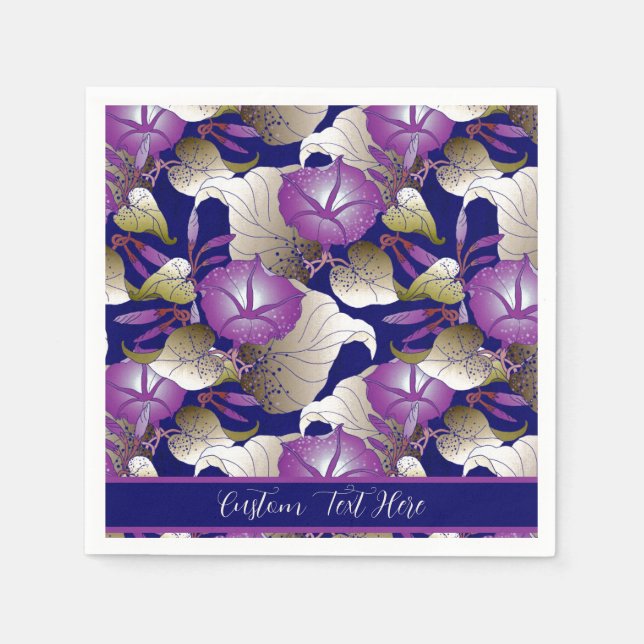 Elegant Lila Lavender Blommigt Flowers Personalize Pappersservett (Framsidan)
