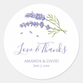 Elegant Lila Lavender Blommigt Wedding Stickers Runt Klistermärke