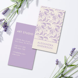 Elegant Lila Lavender Blommönster Visitkort