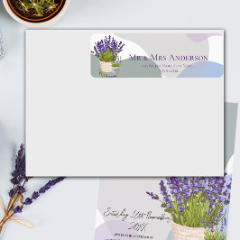 Elegant Lila Lavender Flowers Bröllop Adress Returadress Etikett