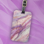 Elegant Lila Lavender Marble med Glitter Veins Bagagebricka<br><div class="desc">Öka restiden stil med den här fantastiska anpassadet bagagetaggen. Utformningen har en lila lavender-marmor som påminner om stenens naturskönhet och skapar ett sofistikerat utseende och elegant. Intrikera vener från glitter och snurra springa genom marmor mönster och tillsätt lite gnistra och lyx. Textområdet är fullt av anpassade, vilket gör att du...</div>