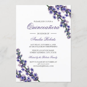 Elegant Lila Lavender Quinceanera-inbjudan Inbjudningar