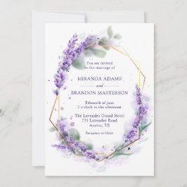 Elegant Lila Lavender Watercolor Blommigt Bröllop Inbjudningar
