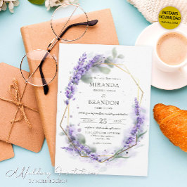 Elegant Lila Lavender Watercolor Blommigt Bröllop Inbjudningar