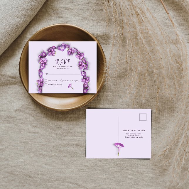 Elegant Lila Lilac Arch Blommigts No Menu OSA Helg Vykort (Skapare uppladdad)