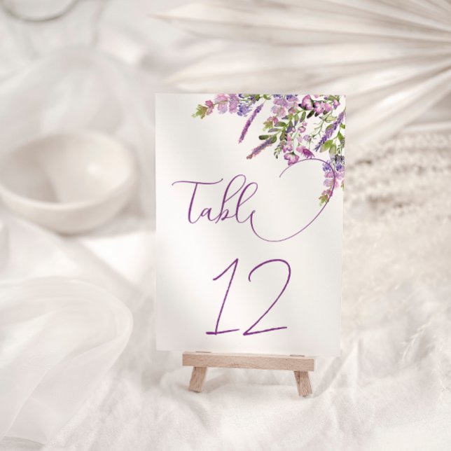 Elegant Lila Lilac Blommigt Bröllop Bordsnummer (Skapare uppladdad)