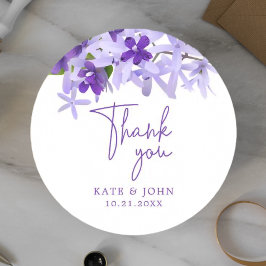 Elegant Lila Lilac Blommigt Bröllop Runt Klistermärke