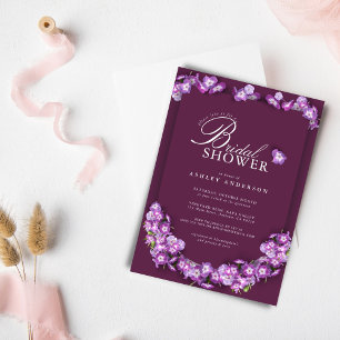 Elegant Lila Lilac FinnArch Blommigt Möhippa Inbjudningar