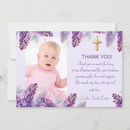 Elegant Lila Lilac Guld Kor Girl Baptism Tack Kort