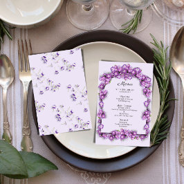 Elegant Lila Lilac I Arch Blommigt Bröllop Menu