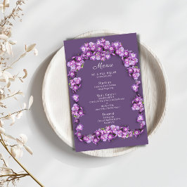 Elegant Lila Lilac I Arch Blommigt Bröllop Menu