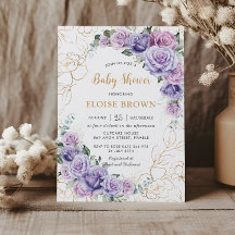 Elegant Lila Lilac Lavender Ro Baby Shower
