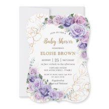 Elegant Lila Lilac Lavender Ro Baby Shower