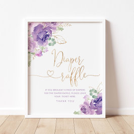 Elegant lila lilax blommigt Blötläggning Poster