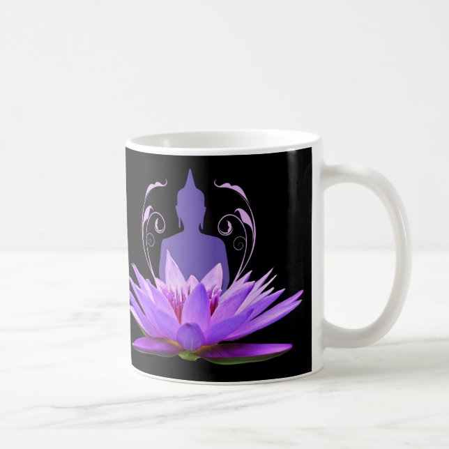 Elegant Lila Lotus blommiga medling Kaffemugg (Höger)