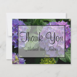 Elegant lila magenta rosa blommigt hydrangeas tack kort