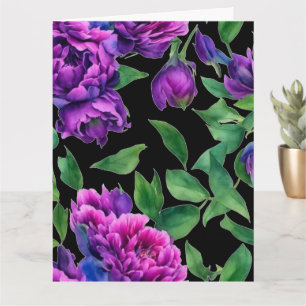 Elegant lila magenta vattenfärgsblommor blommigtar kort
